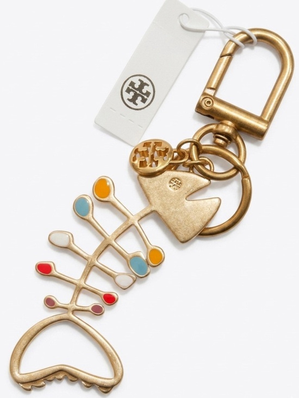 NWT Tory Burch Roxanne Fishbone Key Chain/Bag Charm